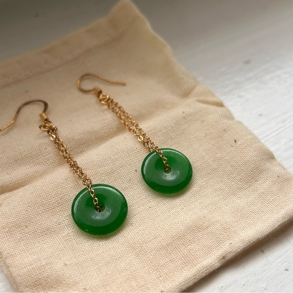 Jade Gold Earrings